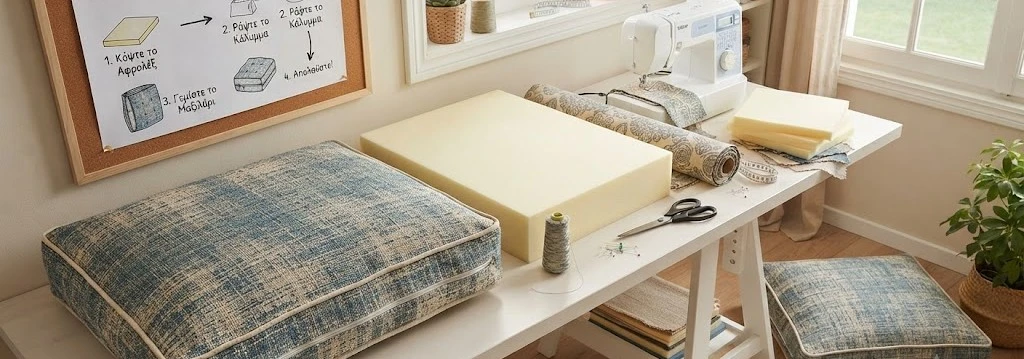 DIY Μαξιλάρι Δαπέδου με Αφρολέξ