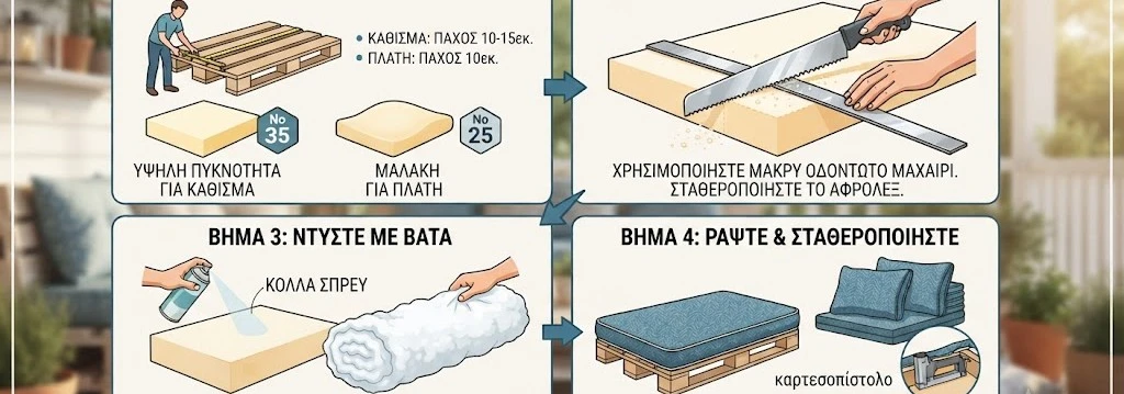 Μαξιλάρια για Καναπέδες από Παλέτες με Αφρολέξ | Οδηγός