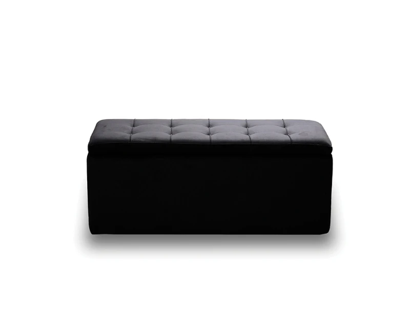 LIDO ΣΚΑΜΠΟ VELVET BLACK ΜΕ ΑΠΟΘ. ΧΩΡΟ 101X41X42εκ. - Εικόνα 3 | Mypouf.gr