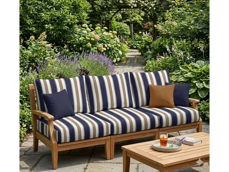 Μαξιλάρι Πλάτης Με 2 Κουμπιά dark blue stripes design - Λονέτα Ύφασμα