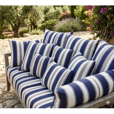 Μαξιλάρι καναπέ - δαπέδου dark blue stripes design | Ύφασμα Λονέτα