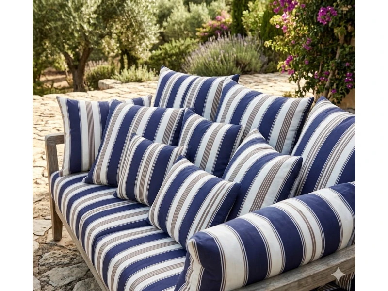 Μαξιλάρι καναπέ - δαπέδου dark blue stripes design | Ύφασμα Λονέτα