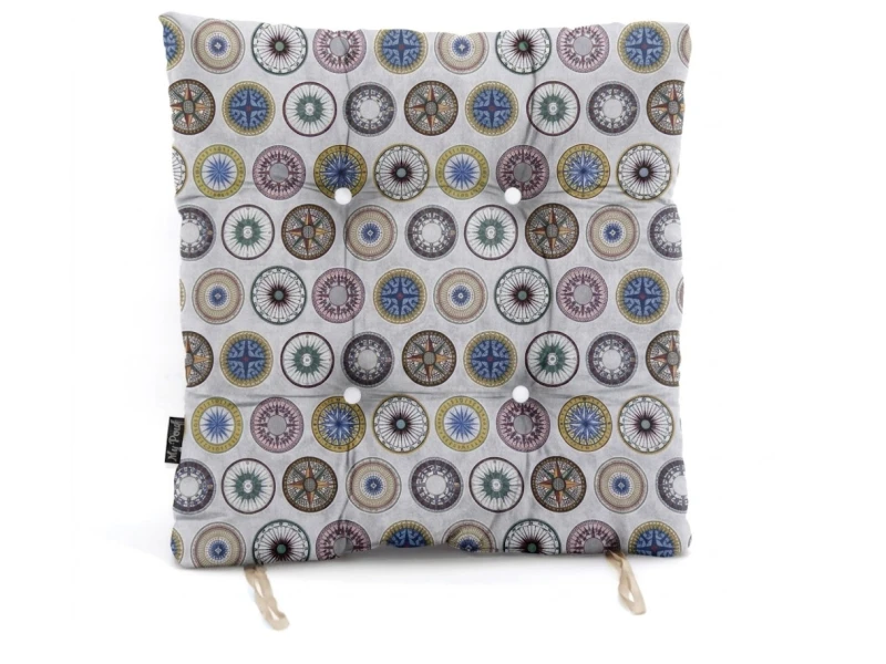 Μαξιλάρι κάθισμα μπαμπού Λονέτα Ύφασμα compass design