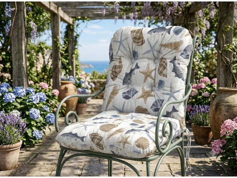 Μαξιλάρι μπαμπού Oceania design ύφασμα λονέτα με πλάτη