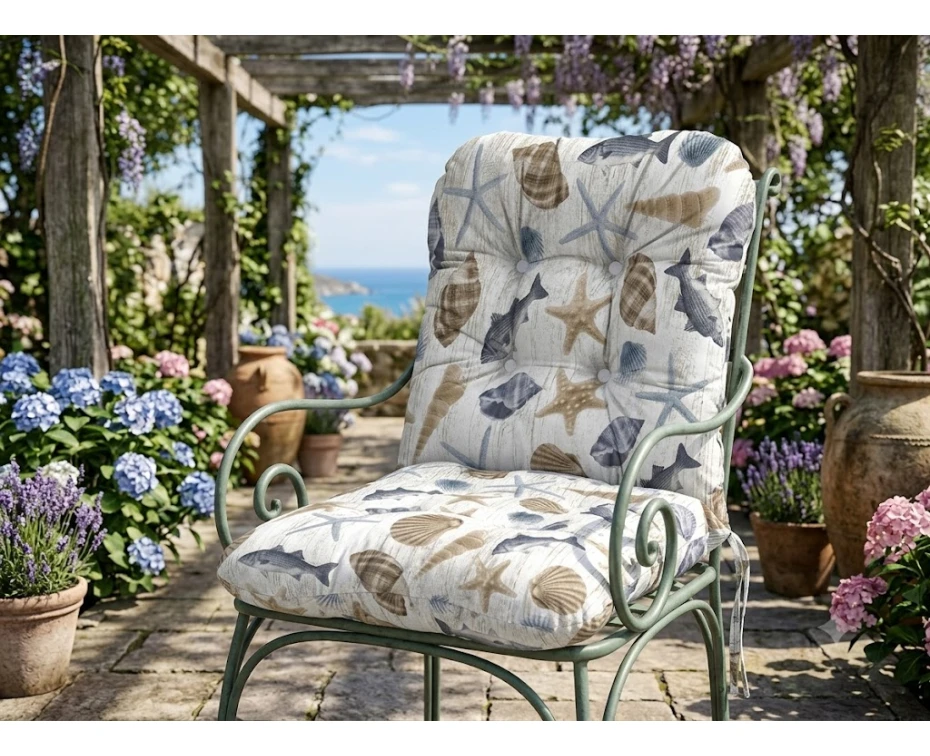 Μαξιλάρι μπαμπού Oceania design ύφασμα λονέτα με πλάτη | Mypouf.gr
