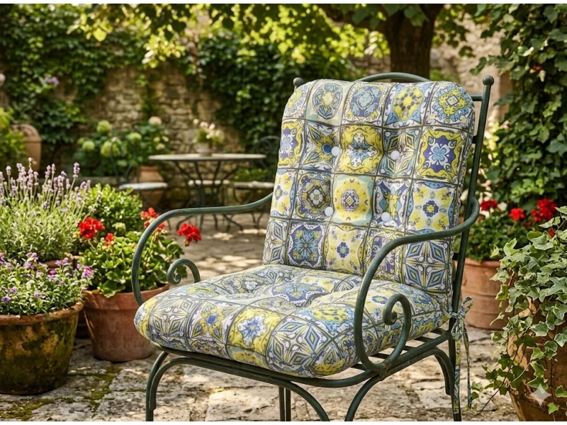 Μαξιλάρι μπαμπού Patch Mosaic design ύφασμα λονέτα με πλάτη