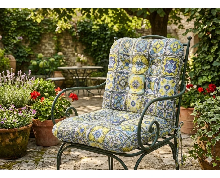 Μαξιλάρι μπαμπού Patch Mosaic design ύφασμα λονέτα με πλάτη | Mypouf.gr