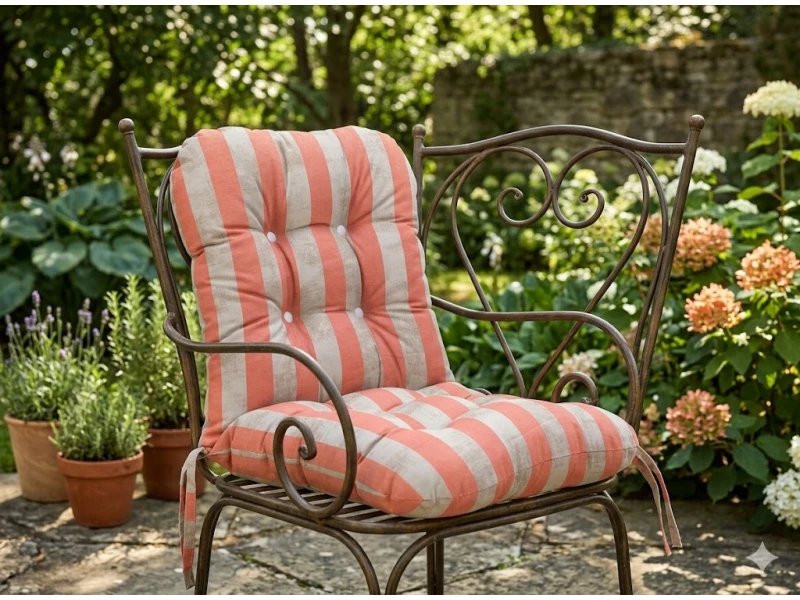 Μαξιλάρι μπαμπού wide stripes orange design ύφασμα λονέτα με πλάτη