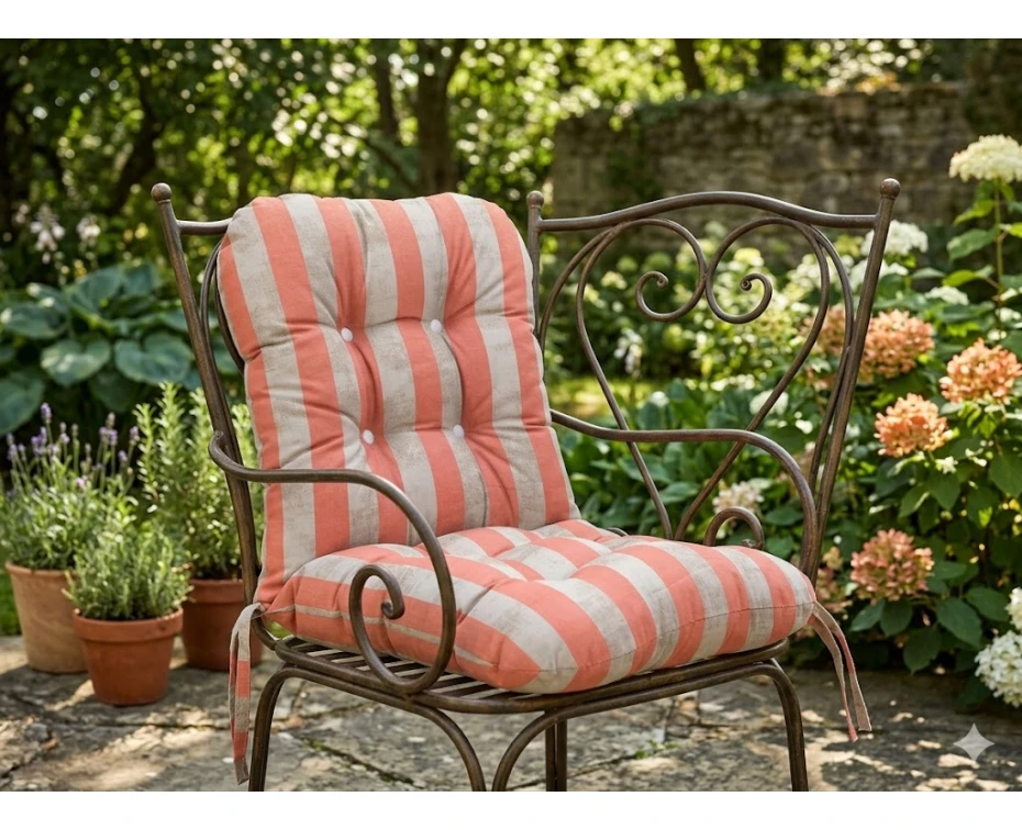 Μαξιλάρι μπαμπού wide stripes orange design ύφασμα λονέτα με πλάτη | Mypouf.gr