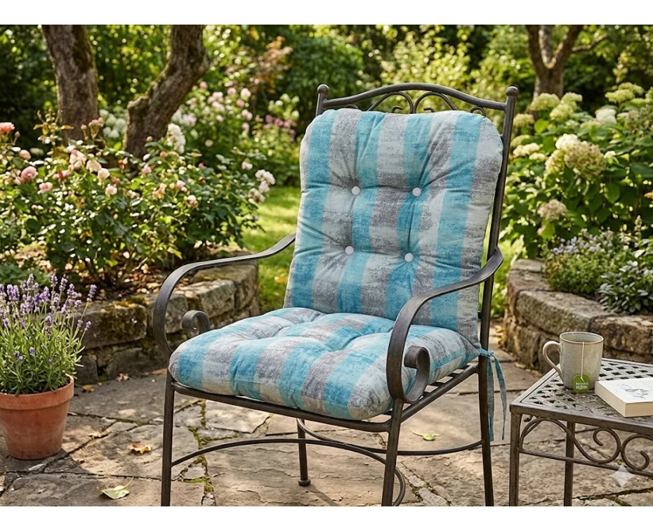 Μαξιλάρι μπαμπού wide stripes turquoise design ύφασμα λονέτα με πλάτη | Mypouf.gr