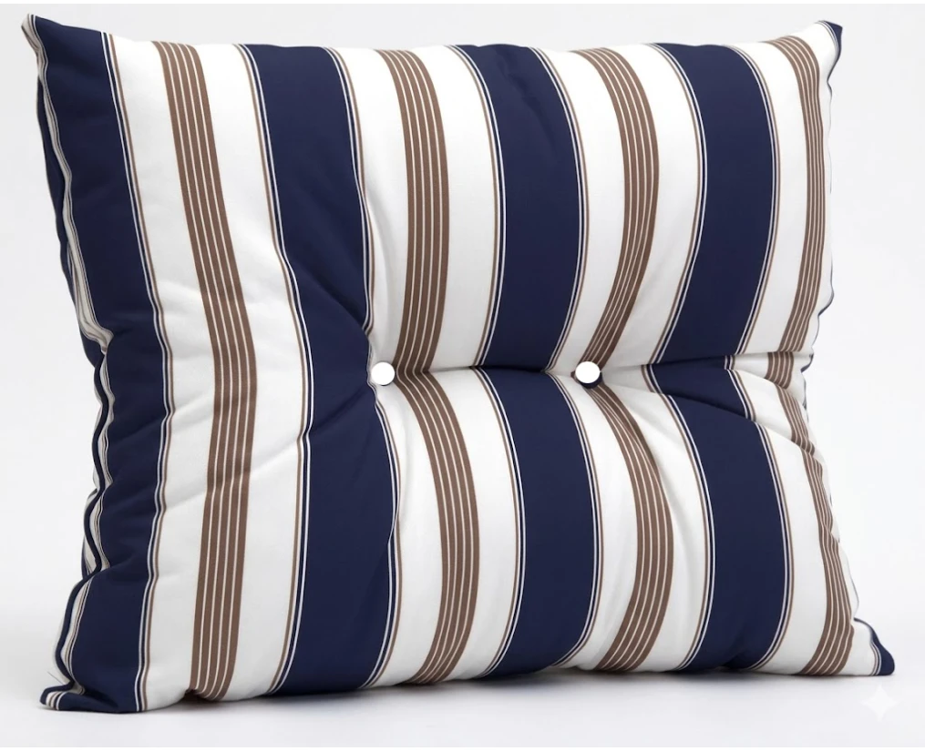 Μαξιλάρι Πλάτης Με 2 Κουμπιά dark blue stripes design - Λονέτα Ύφασμα | Mypouf.gr
