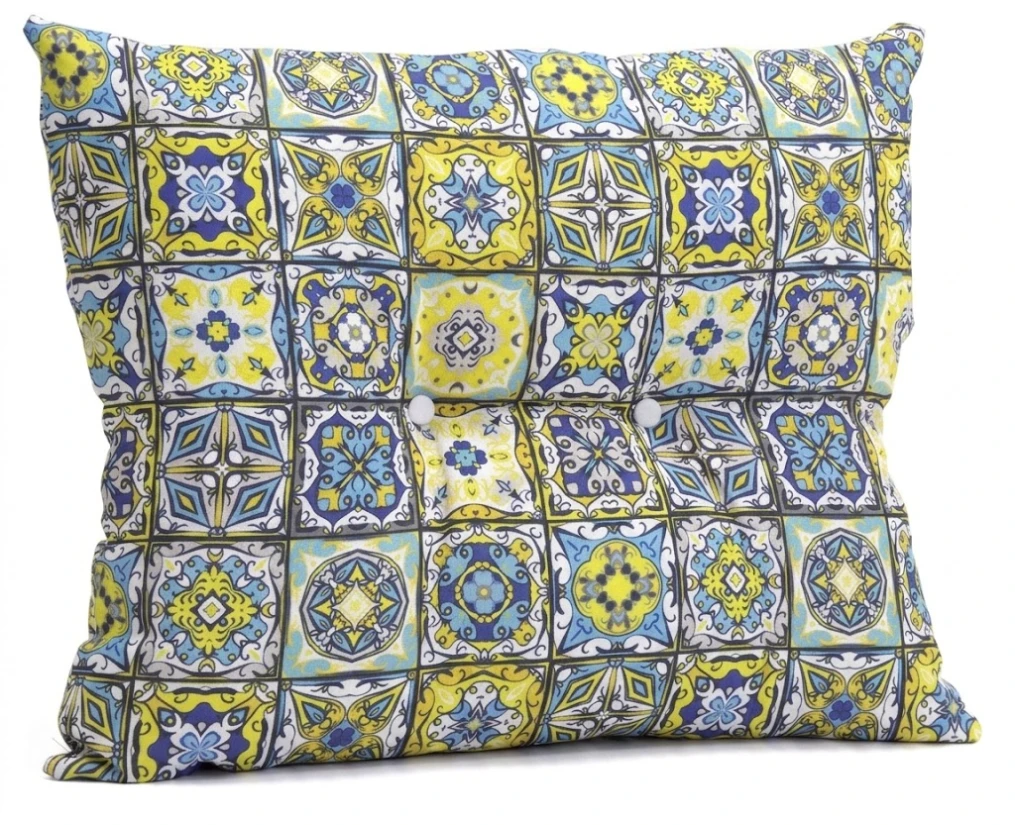 Μαξιλάρι Πλάτης Με 2 Κουμπιά Patch Mosaic design - Λονέτα Ύφασμα | Mypouf.gr