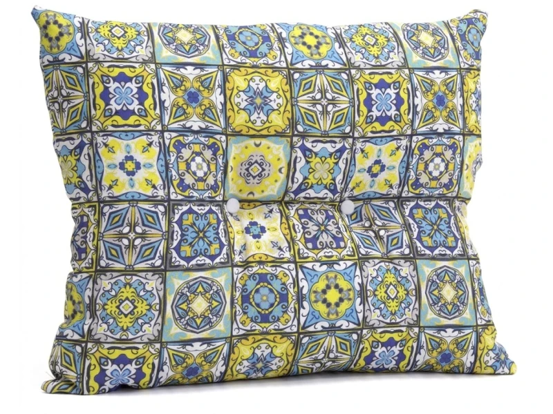 Μαξιλάρι Πλάτης Με 2 Κουμπιά Patch Mosaic design - Λονέτα Ύφασμα