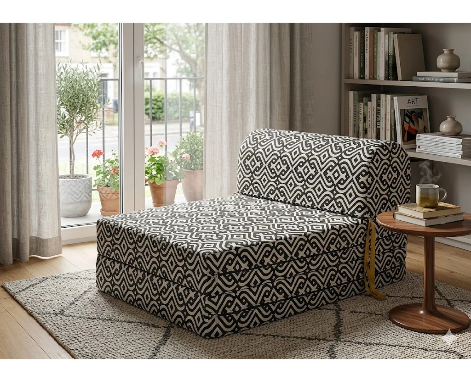 Πολυθρόνα - Κρεβάτι Flip Chair Florina - 70% αδιαβροχοποίηση Ύφασμα απόχρωση σχέδιο (Rail Design 15221-01) | Mypouf.gr