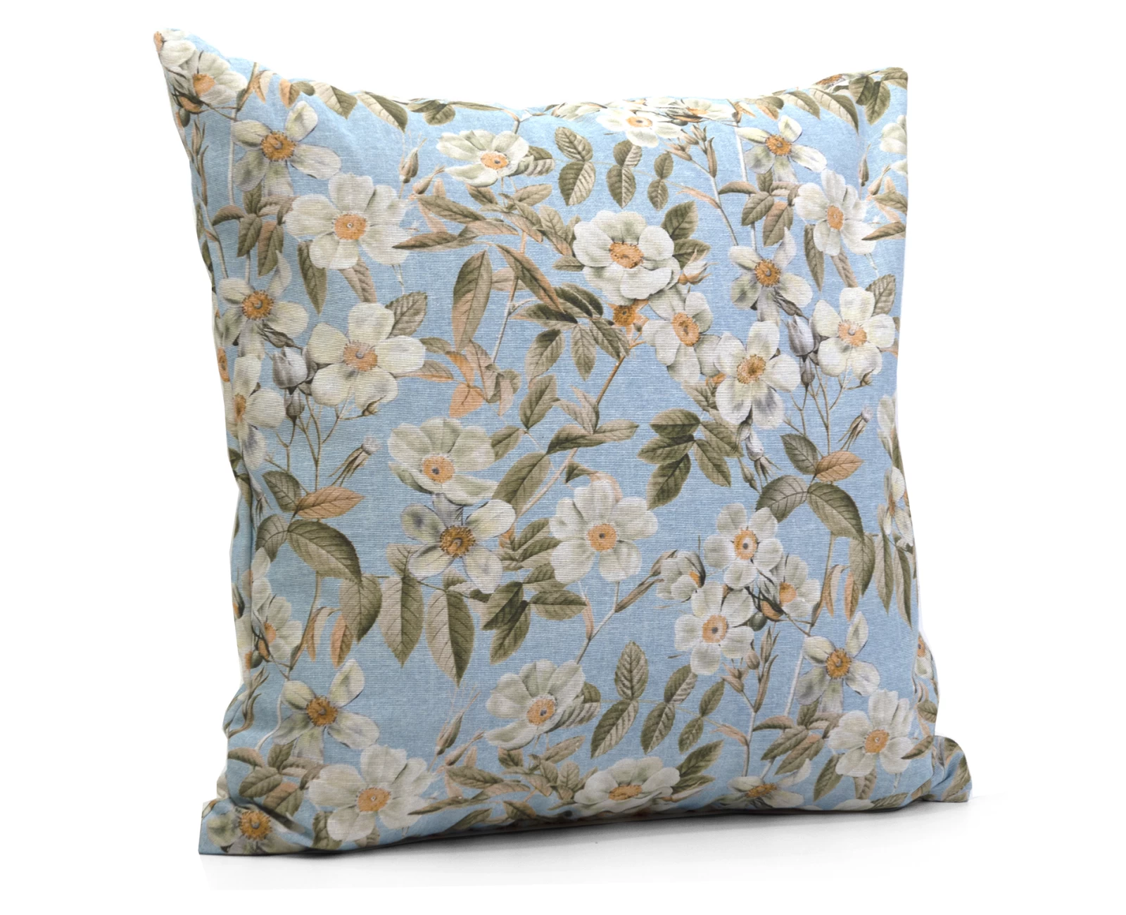 Μαξιλάρι καναπέ - δαπέδου Ύφασμα Λονέτα απόχρωση του γαλάζιου με σχέδιo λουλούδια Leire 601 | Mypouf.gr