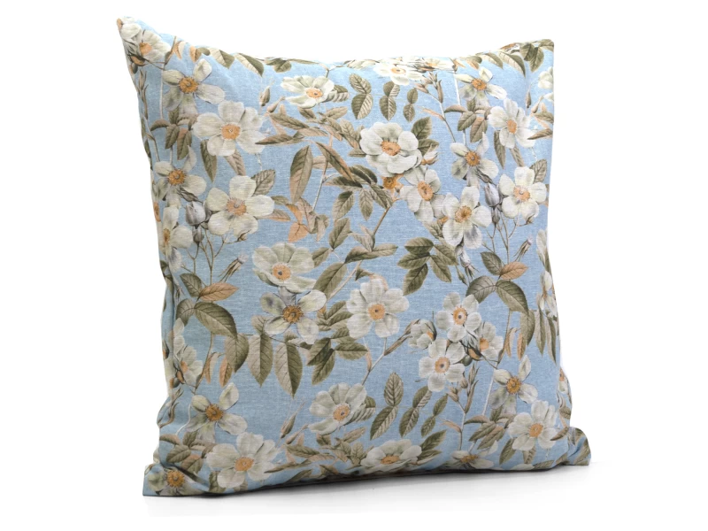 Μαξιλάρι καναπέ - δαπέδου Ύφασμα Λονέτα απόχρωση του γαλάζιου με σχέδιo λουλούδια Leire 601