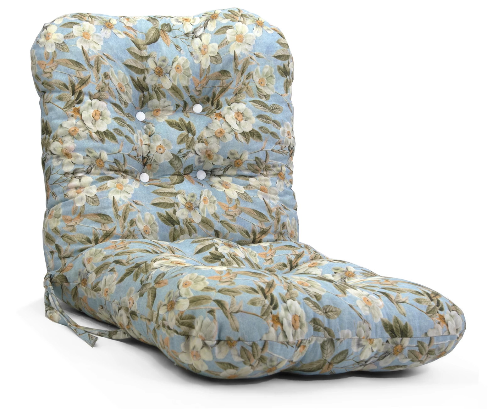 Μαξιλάρι μπαμπού ύφασμα λονέτα με πλάτη απόχρωση του γαλάζιου με σχέδιo λουλούδια Leire 601 | Mypouf.gr