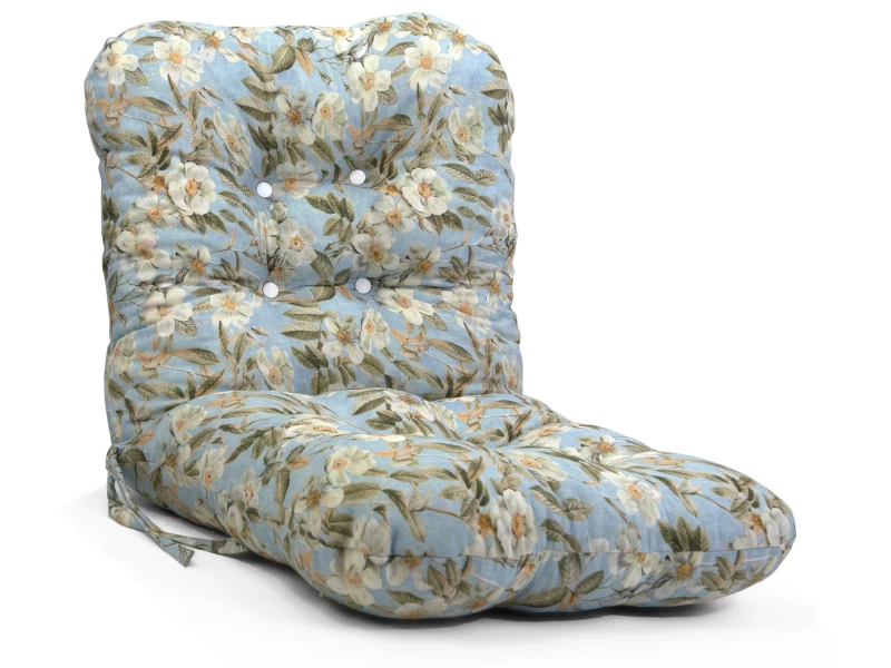 Μαξιλάρι μπαμπού ύφασμα λονέτα με πλάτη απόχρωση του γαλάζιου με σχέδιo λουλούδια Leire 601