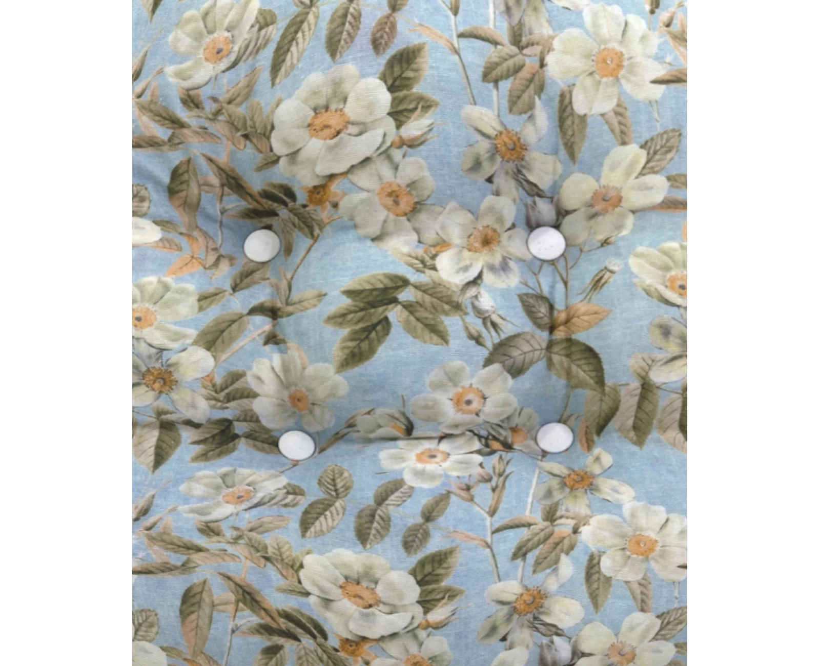 Μαξιλάρι στρογγυλό κάθισμα μπαμπού Λονέτα Ύφασμα απόχρωση του γαλάζιου με σχέδιo λουλούδια Leire 601 | Mypouf.gr