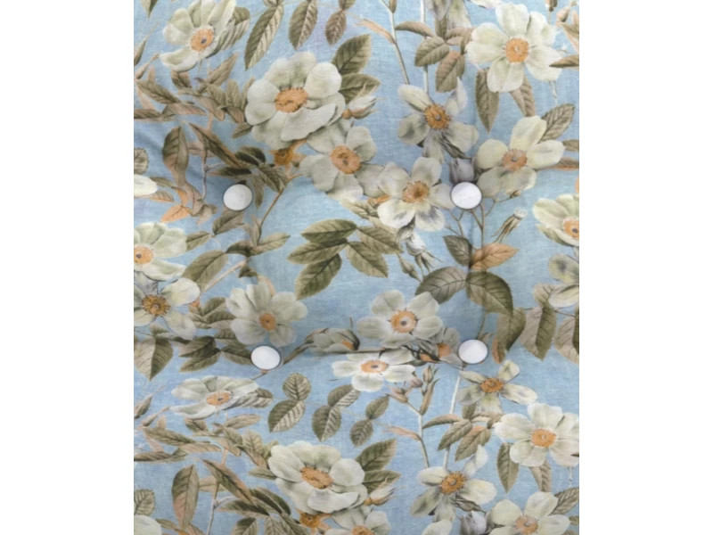 Μαξιλάρι στρογγυλό κάθισμα μπαμπού Λονέτα Ύφασμα απόχρωση του γαλάζιου με σχέδιo λουλούδια Leire 601