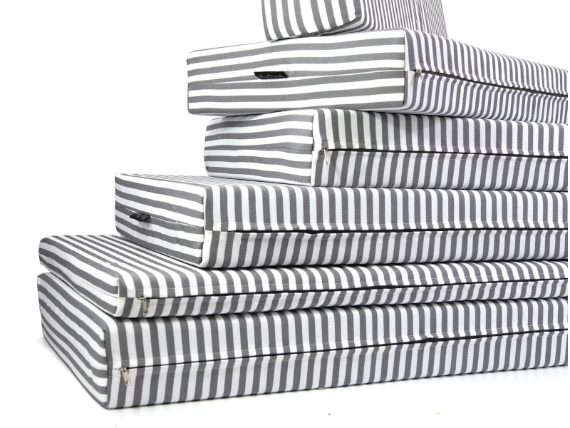 Μαξιλάρι αδιάβροχο 100% PP Olefin ύφασμα μονόχρωμο γκρι με ρίγες για παλέτα και ευρωπαλέτα