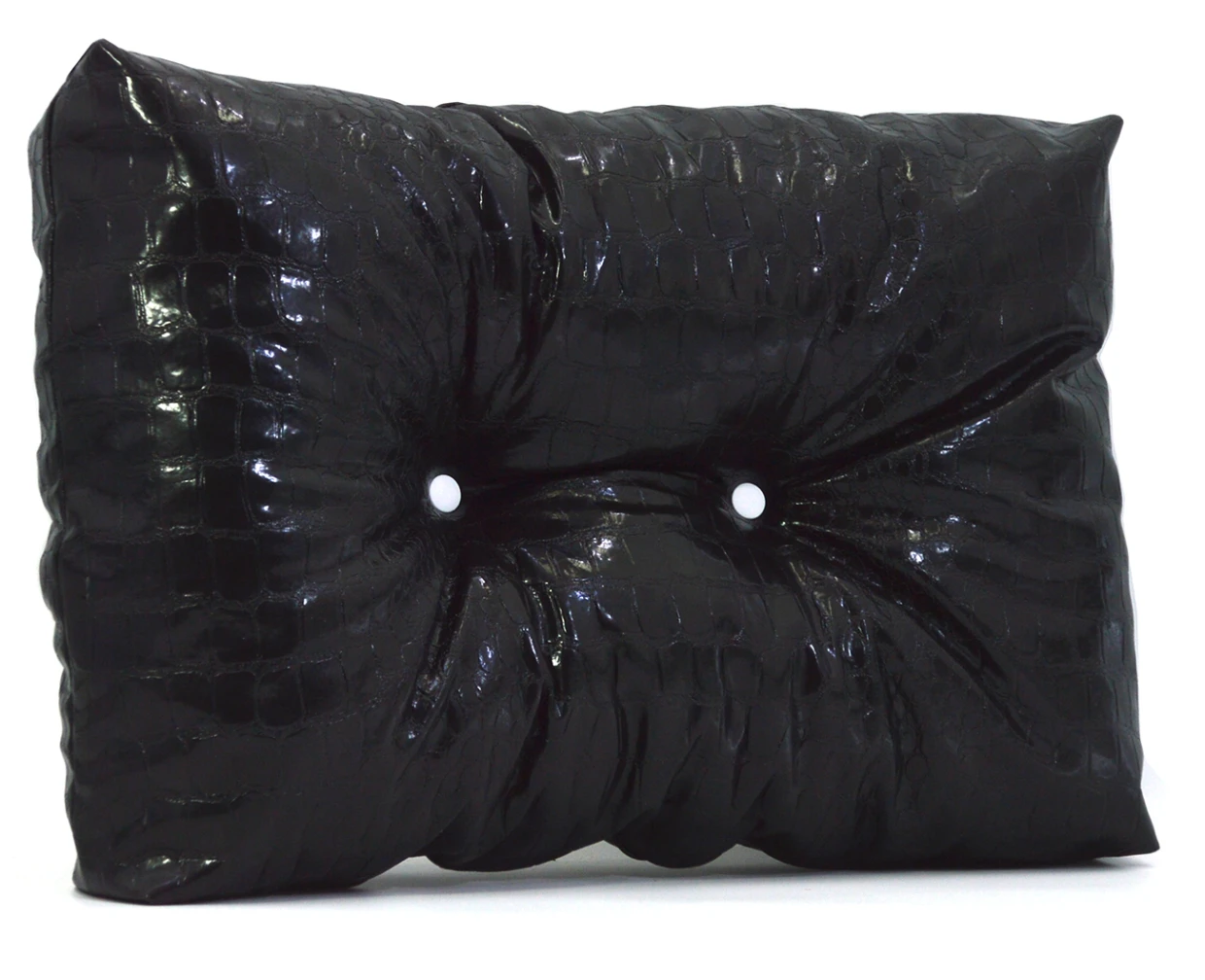 Μαξιλάρι Δερματίνη Πλάτης με Κουμπιά Nevada 3 - Black Crocodile Effect  | Mypouf.gr