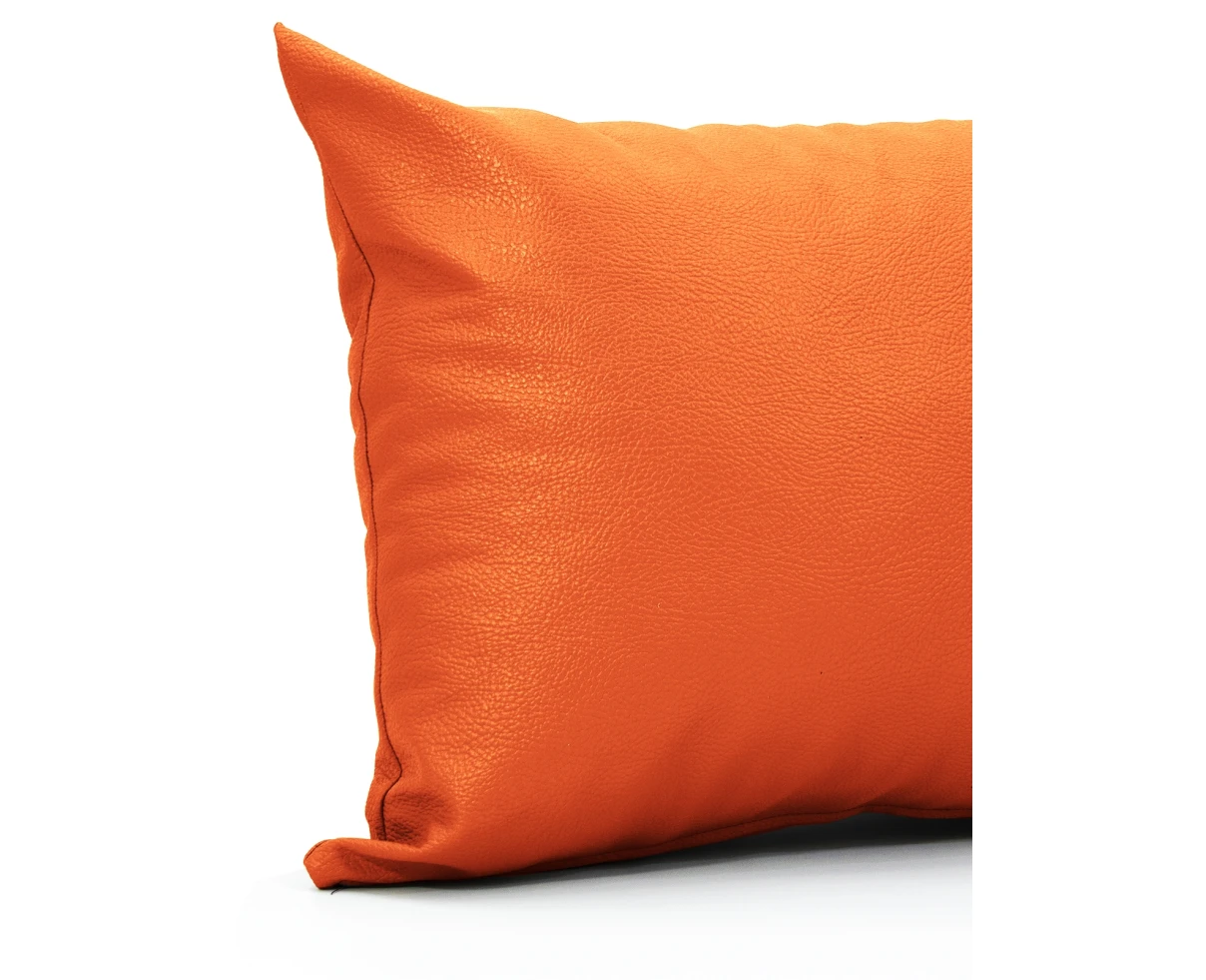 Μαξιλάρι Δερματίνη καναπέ Odario 25 - Vivid Orange Με Φερμουάρ | Mypouf.gr