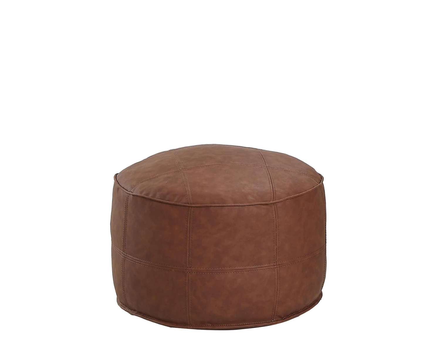 Πουφ AKILA Camel Δέρμα Φ86x39cm