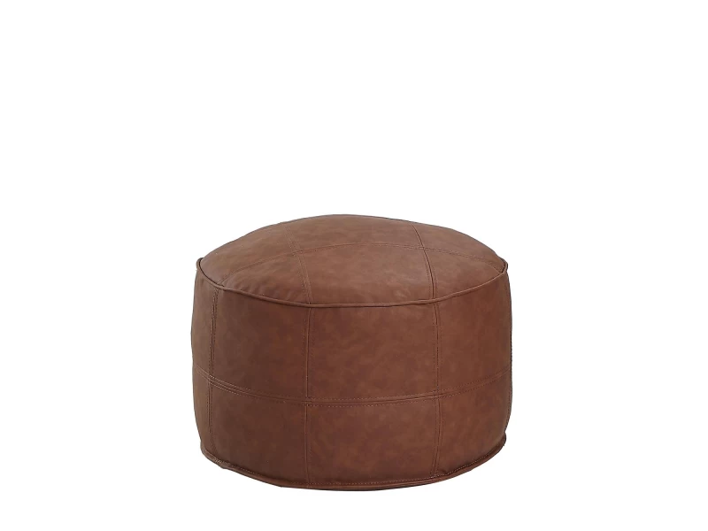 Πουφ AKILA Camel Δέρμα Φ86x39cm