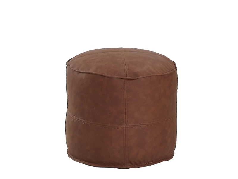 Πουφ CHISISI Camel Δέρμα Φ45x35cm