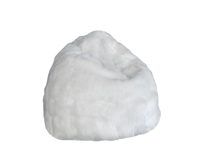 Πουφ Πολυθρόνα LENDA Αποσπώμενο Κάλυμμα Λευκό Συνθετική Γούνα 70x110cm