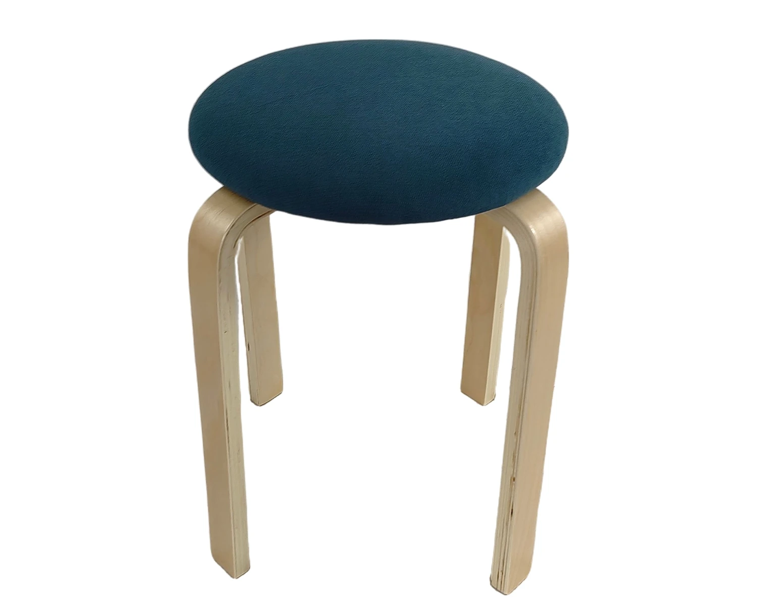 Σκαμπό MILOA Μπλε/Φυσικό Ύφασμα/Ξύλο 42x42x45cm - Εικόνα 2 | Mypouf.gr