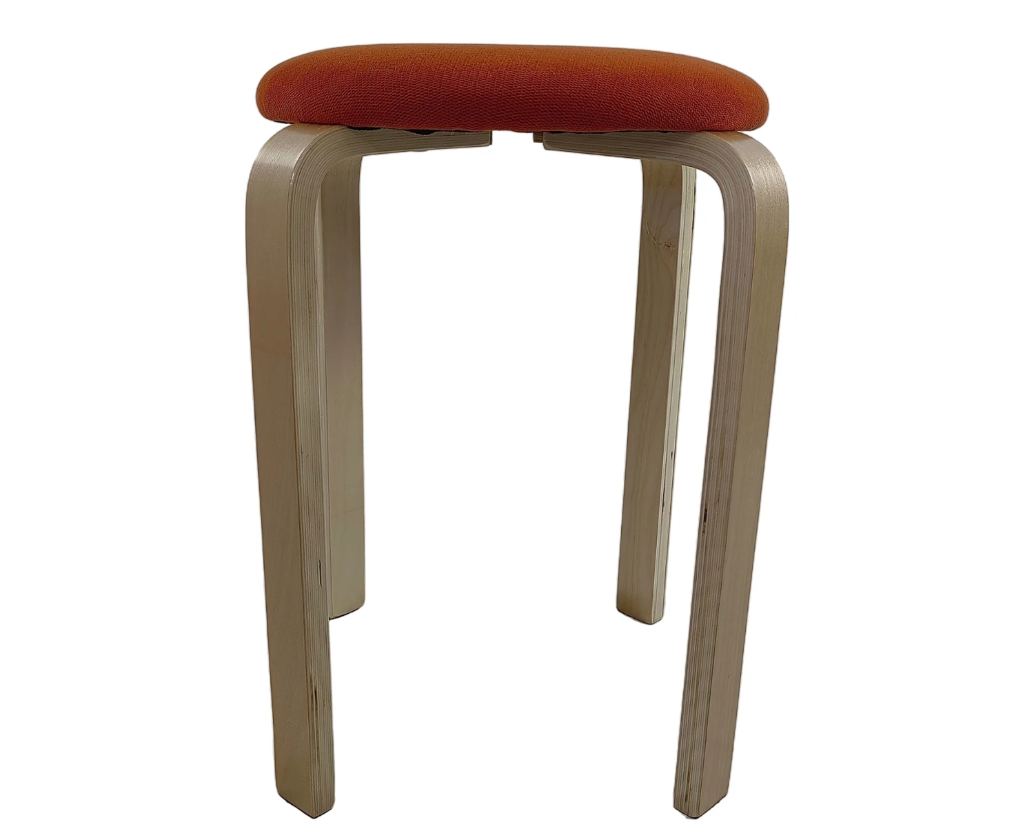 Σκαμπό MILOA Πορτοκαλί/Φυσικό Ύφασμα/Ξύλο 42x42x45cm - Εικόνα 2 | Mypouf.gr