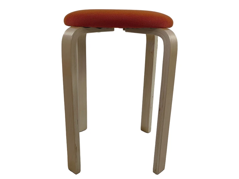 Σκαμπό MILOA Πορτοκαλί/Φυσικό Ύφασμα/Ξύλο 42x42x45cm