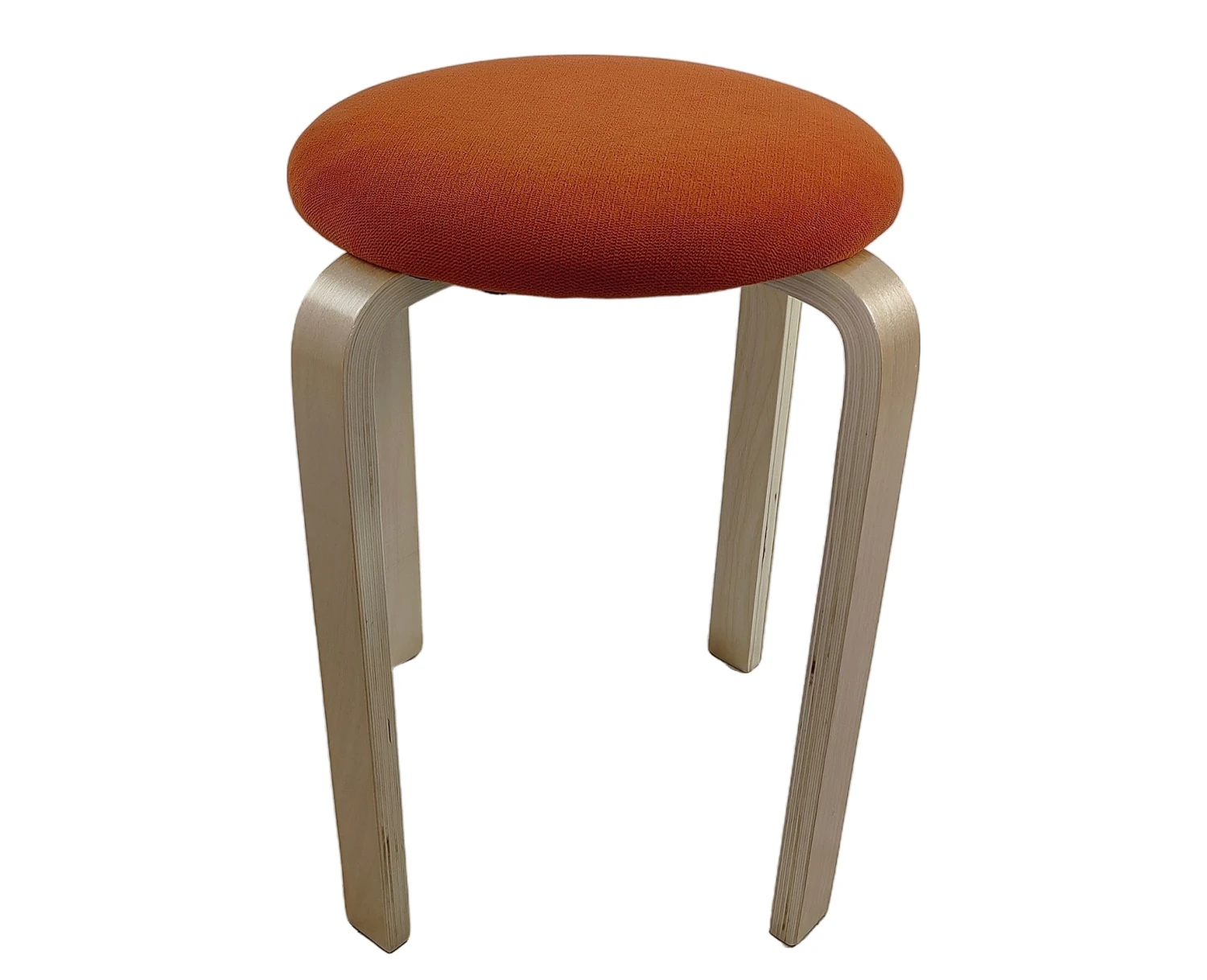 Σκαμπό MILOA Πορτοκαλί/Φυσικό Ύφασμα/Ξύλο 42x42x45cm - Εικόνα 3 | Mypouf.gr