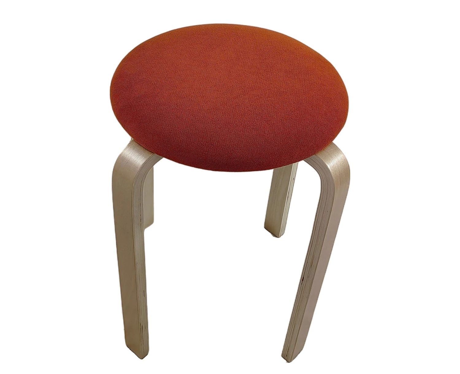 Σκαμπό MILOA Πορτοκαλί/Φυσικό Ύφασμα/Ξύλο 42x42x45cm - Εικόνα 4 | Mypouf.gr