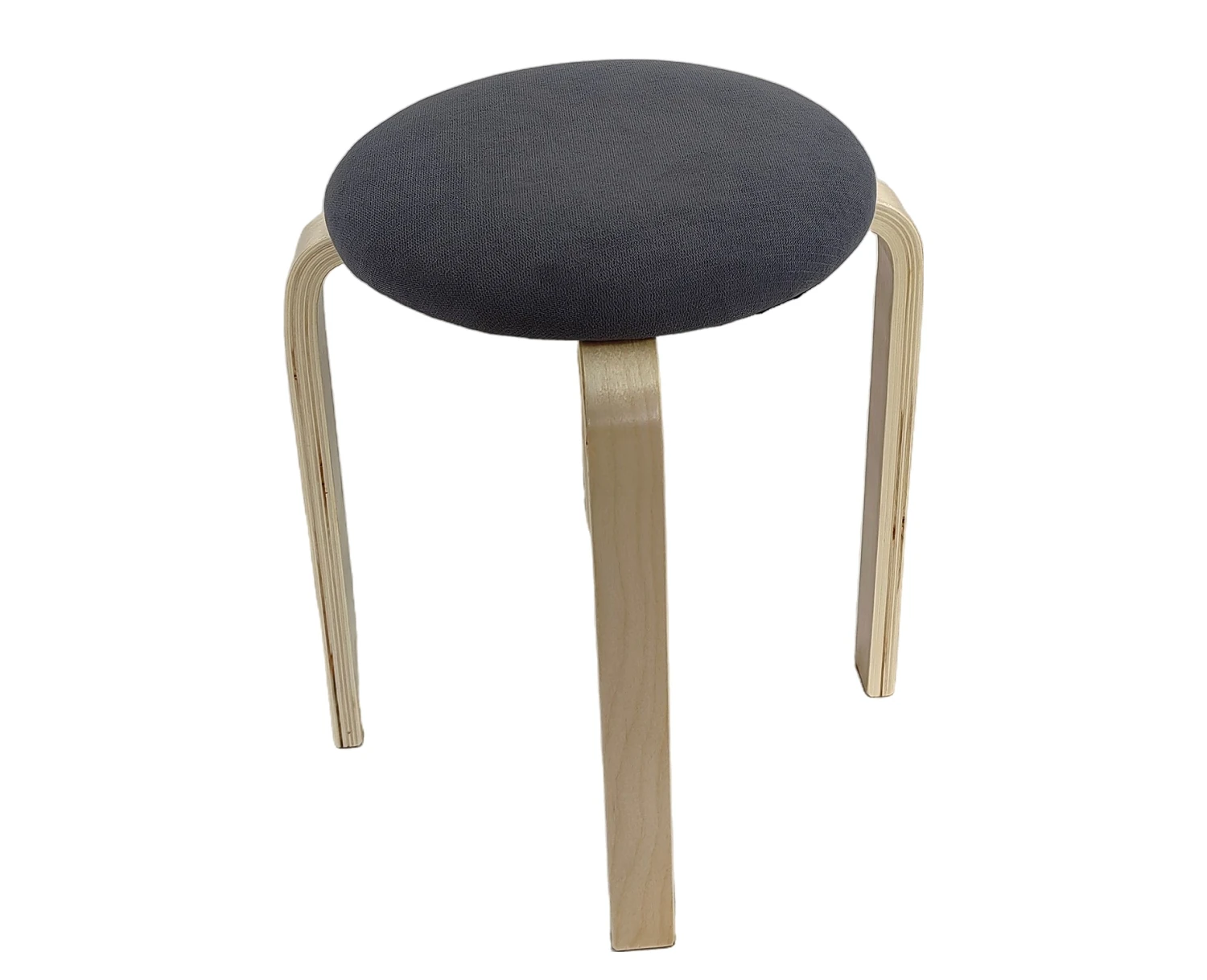 Σκαμπό MILOA Γκρι/Φυσικό Ύφασμα/Ξύλο 42x42x45cm - Εικόνα 2 | Mypouf.gr