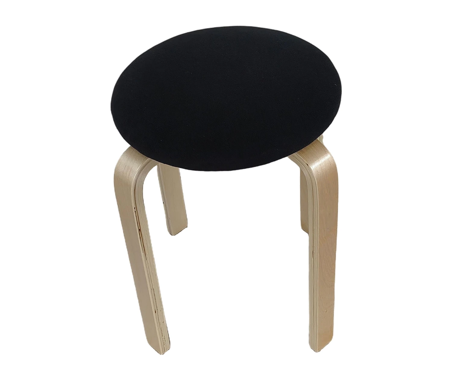 Σκαμπό MILOA Μαύρο/Φυσικό Ύφασμα/Ξύλο 42x42x45cm - Εικόνα 3 | Mypouf.gr