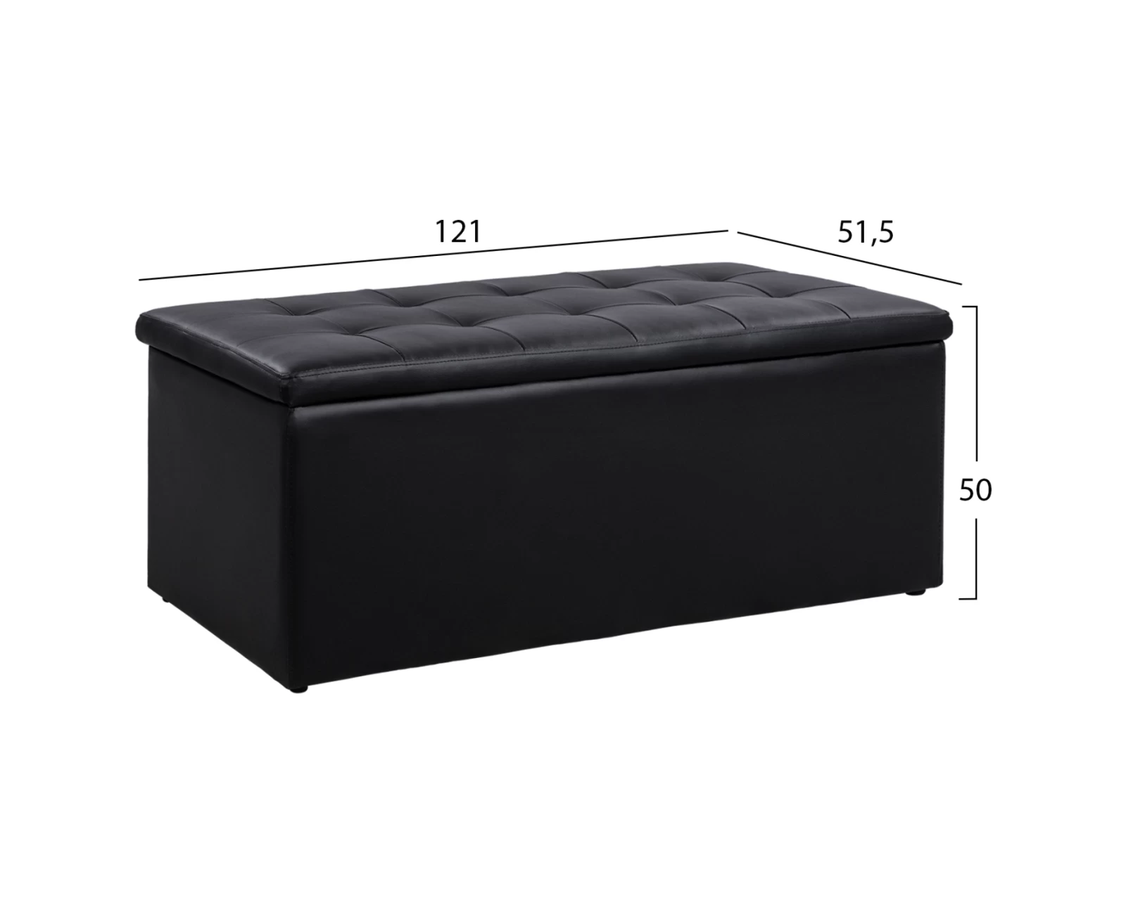 ΣΚΑΜΠΟ PU ΜΕ ΑΠΟΘΗΚΕΥΤΙΚΟ ΧΩΡΟ TRISCUBE ΜΑΥΡΟ HM223.01 121x51.5x50Υ εκ. | Mypouf.gr