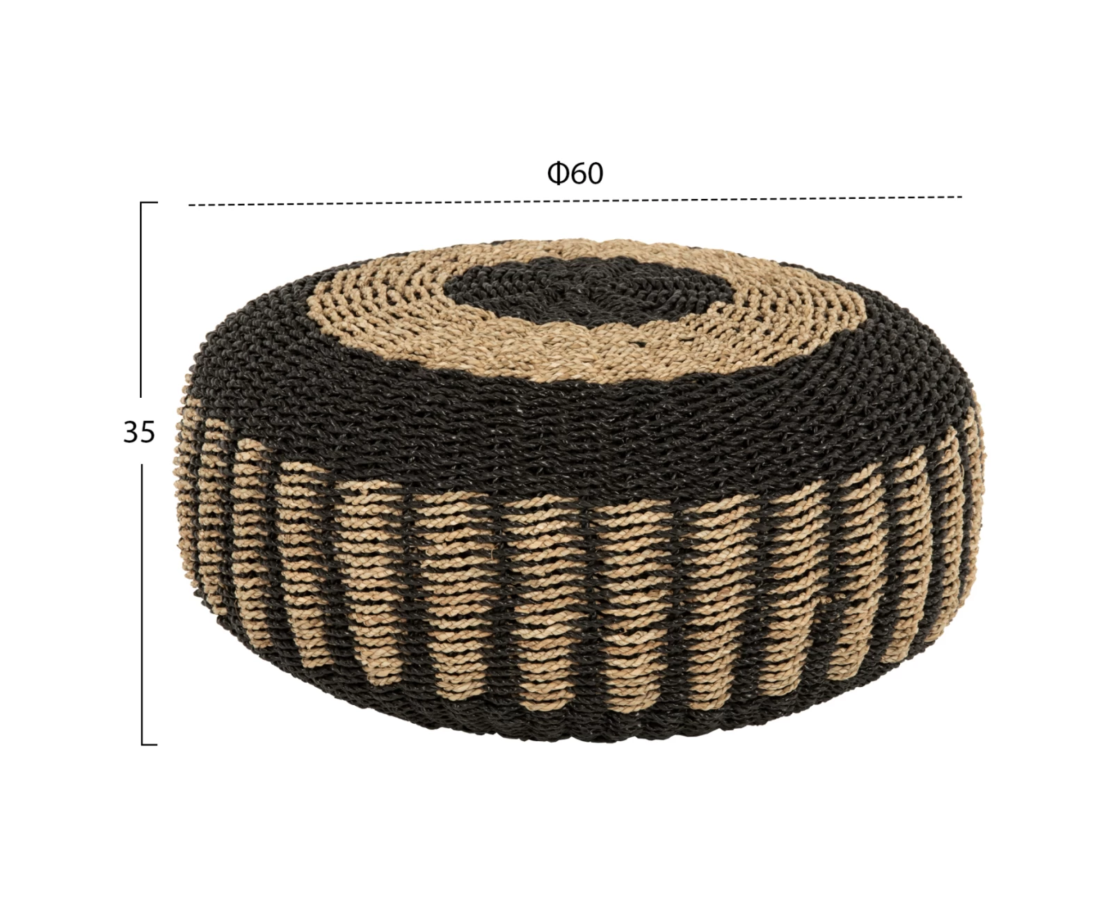 ΠΟΥΦ ΣΚΑΜΠΟ SARONI HM7851.02 SEAGRASS ΣΕ ΦΥΣΙΚΟ-ΜΑΥΡΟ ΧΡΩΜΑ Φ60x35Yεκ. | Mypouf.gr