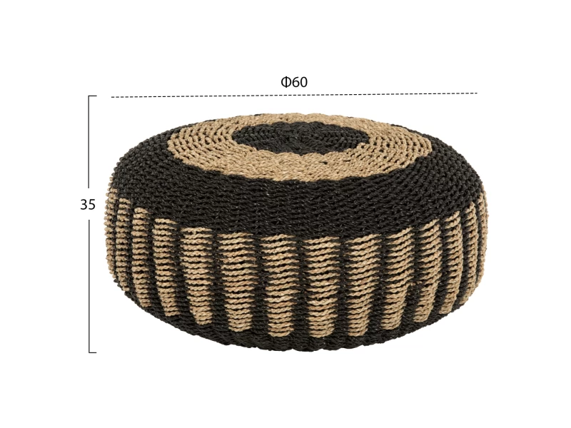 ΠΟΥΦ ΣΚΑΜΠΟ SARONI HM7851.02 SEAGRASS ΣΕ ΦΥΣΙΚΟ-ΜΑΥΡΟ ΧΡΩΜΑ Φ60x35Yεκ.