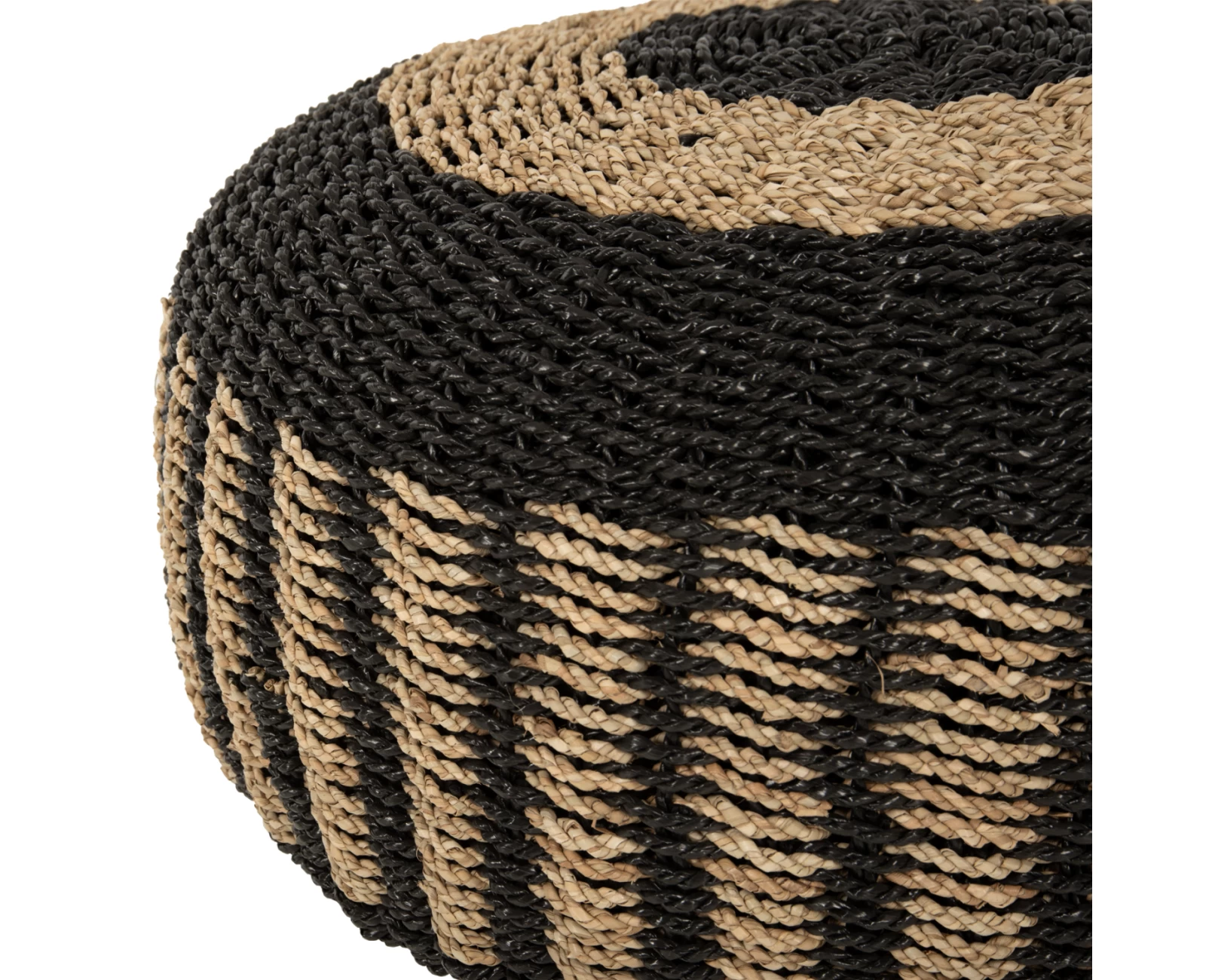 ΠΟΥΦ ΣΚΑΜΠΟ SARONI HM7851.02 SEAGRASS ΣΕ ΦΥΣΙΚΟ-ΜΑΥΡΟ ΧΡΩΜΑ Φ60x35Yεκ. | Mypouf.gr