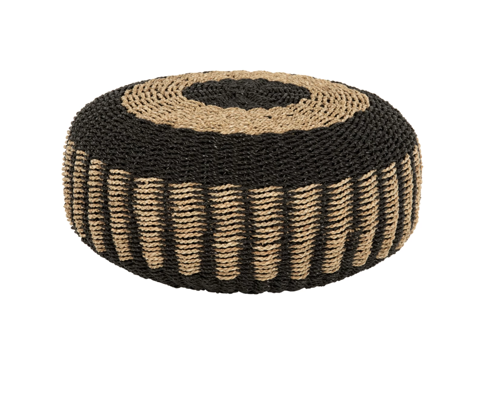 ΠΟΥΦ ΣΚΑΜΠΟ SARONI HM7851.02 SEAGRASS ΣΕ ΦΥΣΙΚΟ-ΜΑΥΡΟ ΧΡΩΜΑ Φ60x35Yεκ. | Mypouf.gr