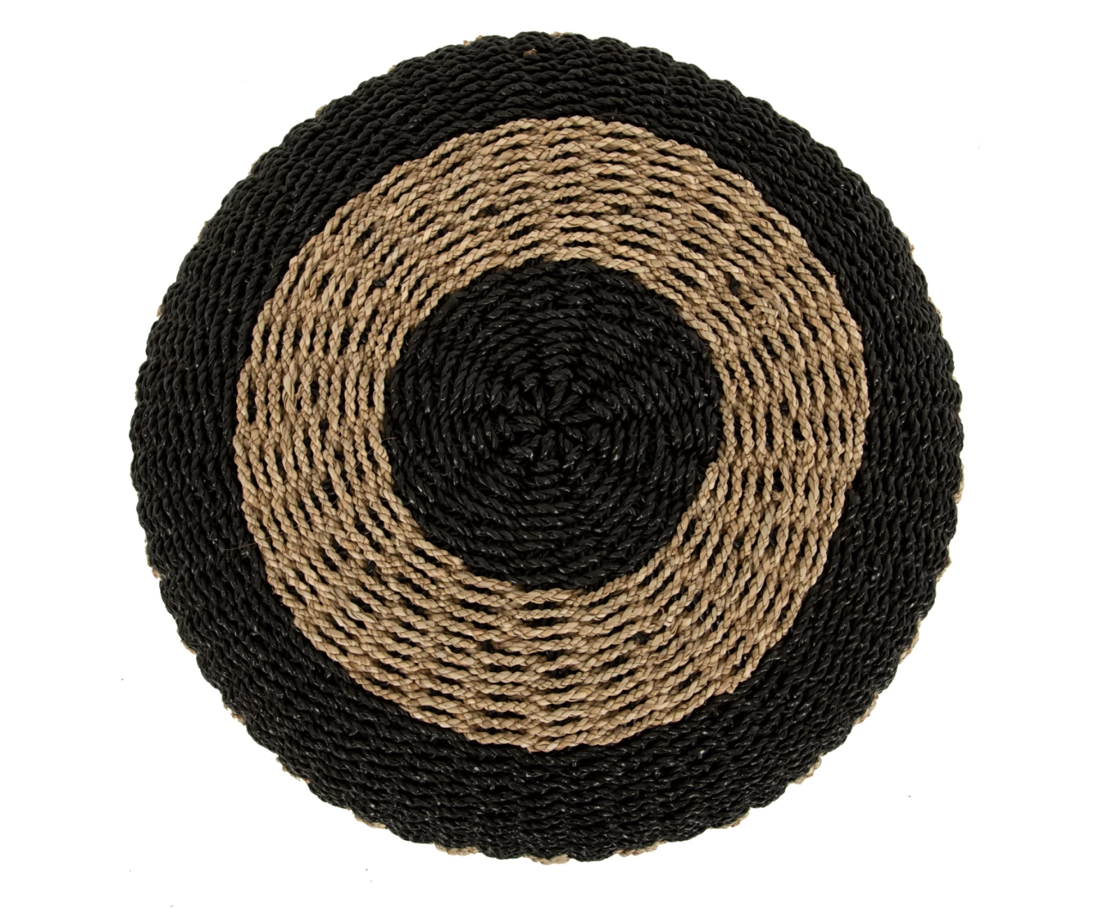 ΠΟΥΦ ΣΚΑΜΠΟ SARONI HM7851.02 SEAGRASS ΣΕ ΦΥΣΙΚΟ-ΜΑΥΡΟ ΧΡΩΜΑ Φ60x35Yεκ. | Mypouf.gr