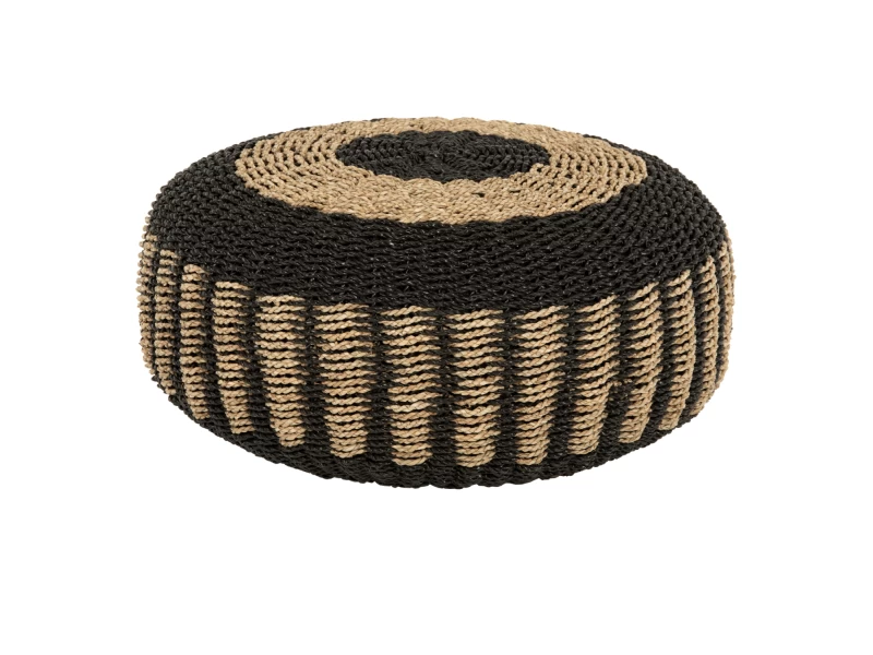 ΠΟΥΦ ΣΚΑΜΠΟ SARONI HM7851.02 SEAGRASS ΣΕ ΦΥΣΙΚΟ-ΜΑΥΡΟ ΧΡΩΜΑ Φ60x35Yεκ.