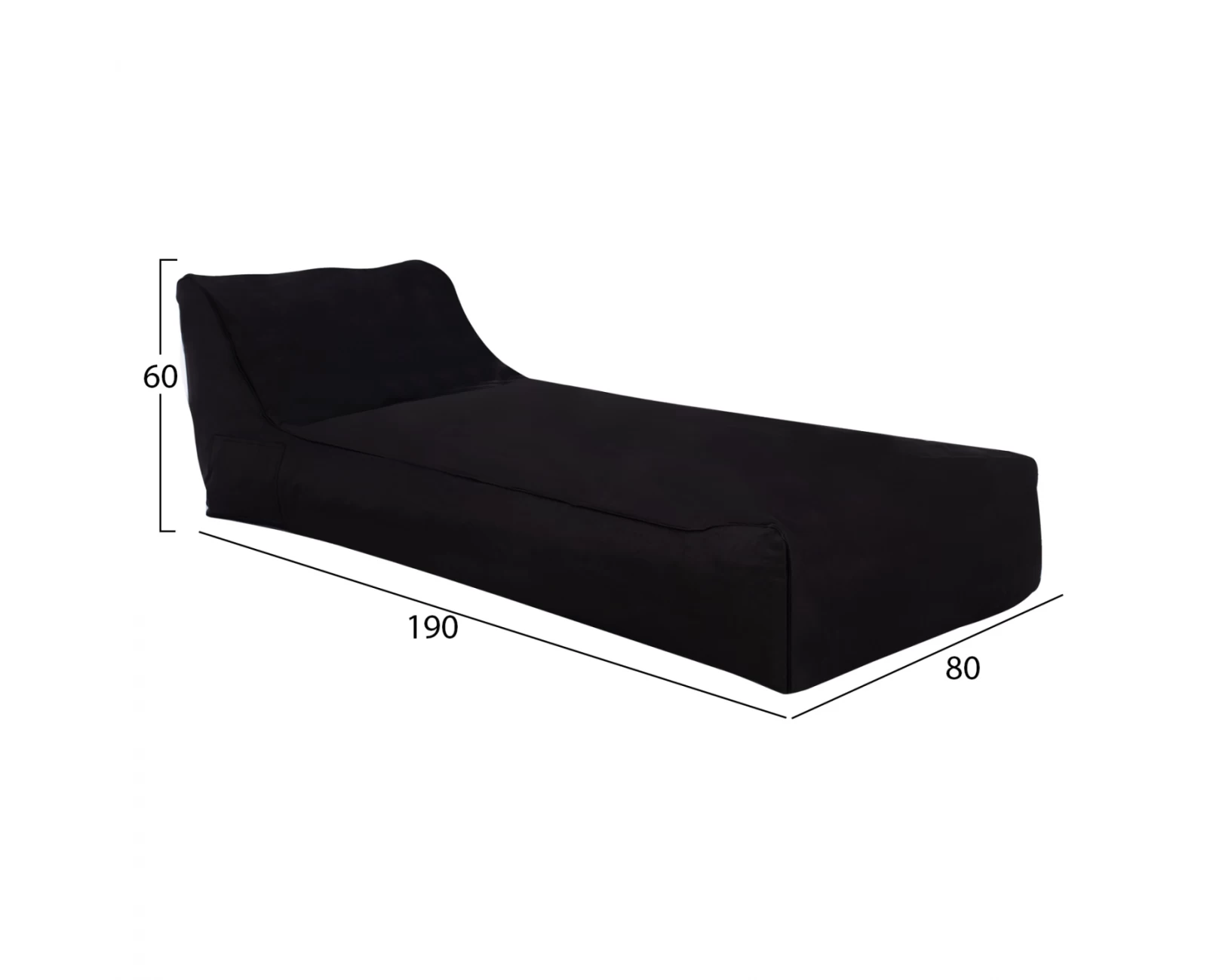 ΠΟΥΦ TANEA HM5807.04 ΜΑΥΡΟ ΜΕ UV PROTECTION 190x80x60Υ εκ. | Mypouf.gr