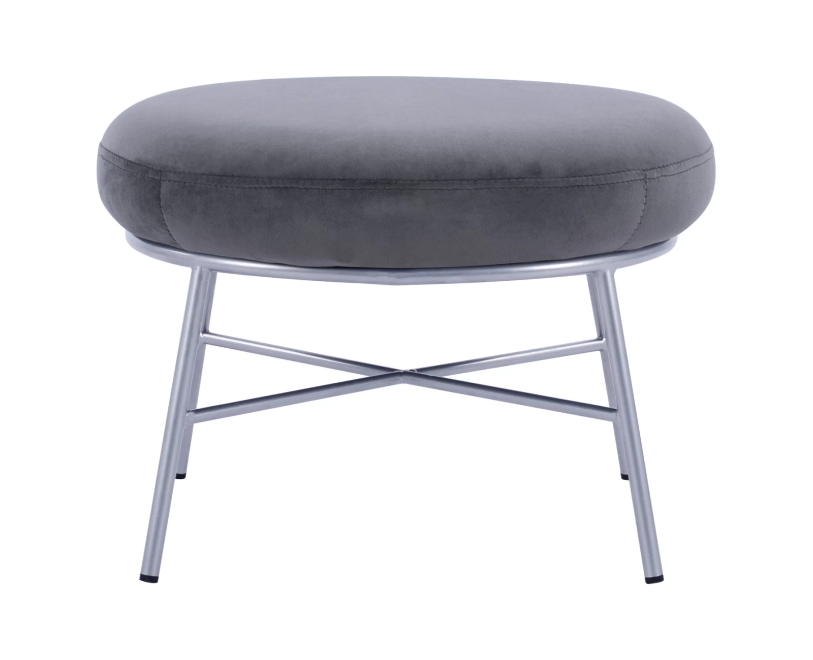 ΣΚΑΜΠΟ ΥΠΟΠΟΔΙΟ TRUDI HM8640.01 ΑΠΟ ΓΚΡΙ ΒΕΛΟΥΔΟ ΜΕ ΑΣΗΜΙ ΒΑΣΗ 55x46x38Υ εκ. | Mypouf.gr