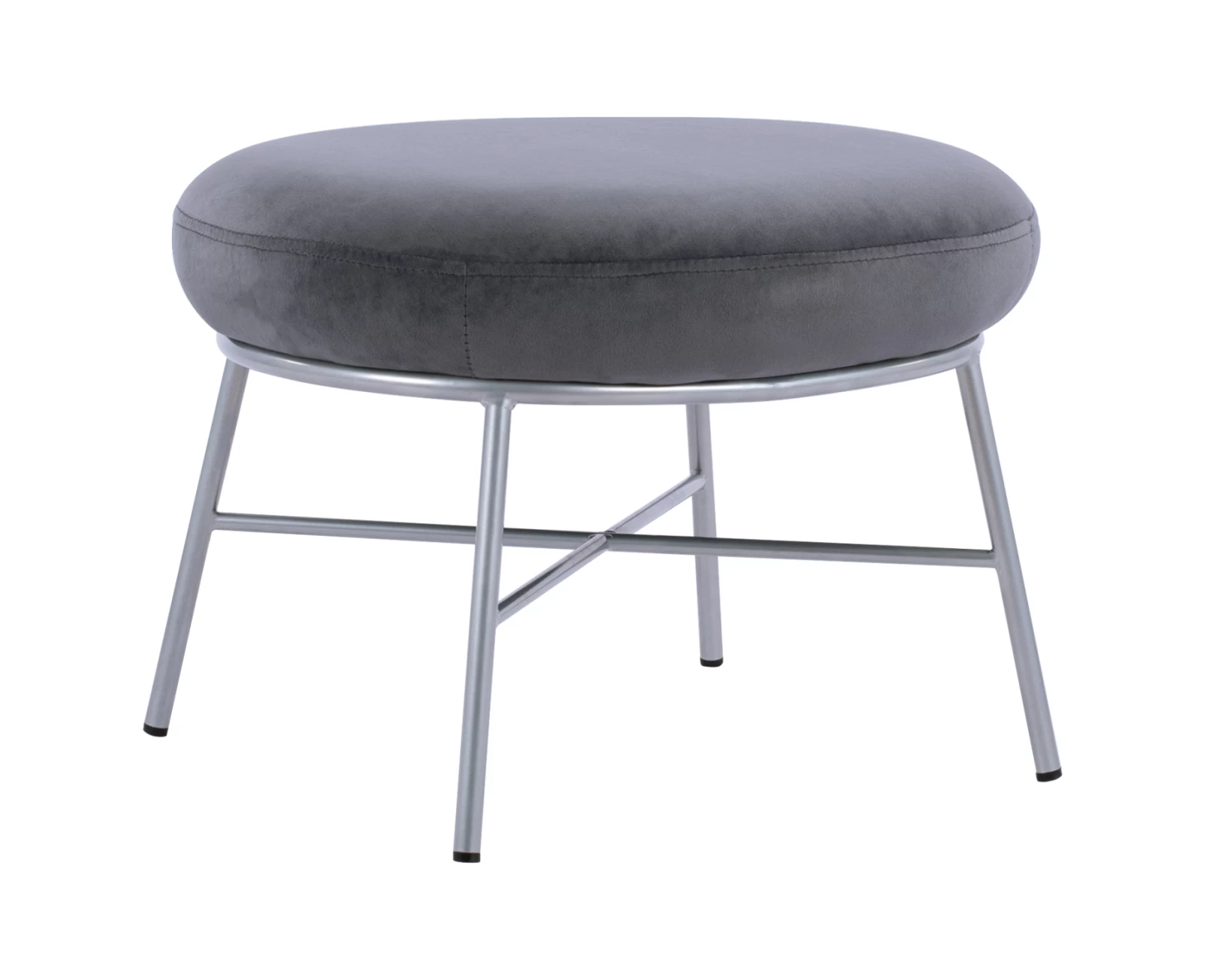 ΣΚΑΜΠΟ ΥΠΟΠΟΔΙΟ TRUDI HM8640.01 ΑΠΟ ΓΚΡΙ ΒΕΛΟΥΔΟ ΜΕ ΑΣΗΜΙ ΒΑΣΗ 55x46x38Υ εκ. | Mypouf.gr