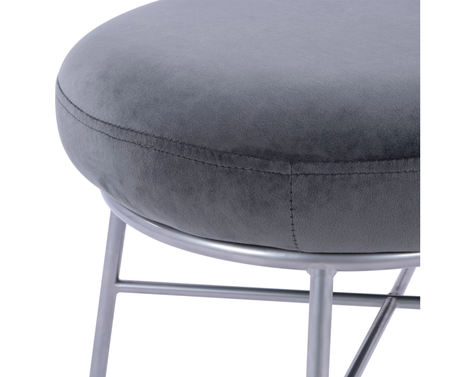 ΣΚΑΜΠΟ ΥΠΟΠΟΔΙΟ TRUDI HM8640.01 ΑΠΟ ΓΚΡΙ ΒΕΛΟΥΔΟ ΜΕ ΑΣΗΜΙ ΒΑΣΗ 55x46x38Υ εκ. | Mypouf.gr