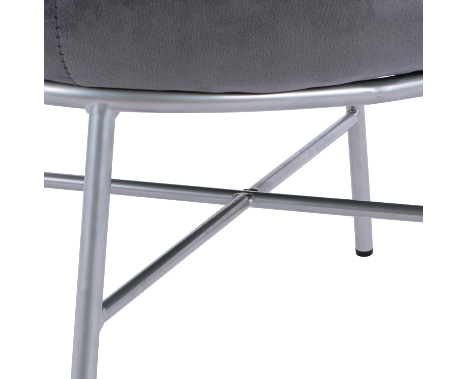 ΣΚΑΜΠΟ ΥΠΟΠΟΔΙΟ TRUDI HM8640.01 ΑΠΟ ΓΚΡΙ ΒΕΛΟΥΔΟ ΜΕ ΑΣΗΜΙ ΒΑΣΗ 55x46x38Υ εκ. | Mypouf.gr